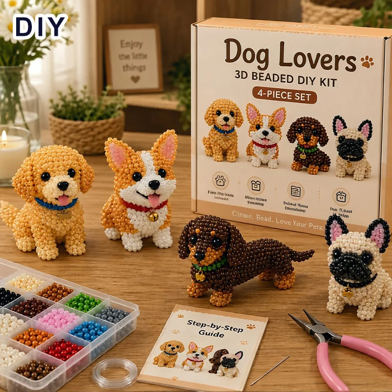 Silque 3D Beaded Animal Craft Kit — Handmade DIY Beading Set