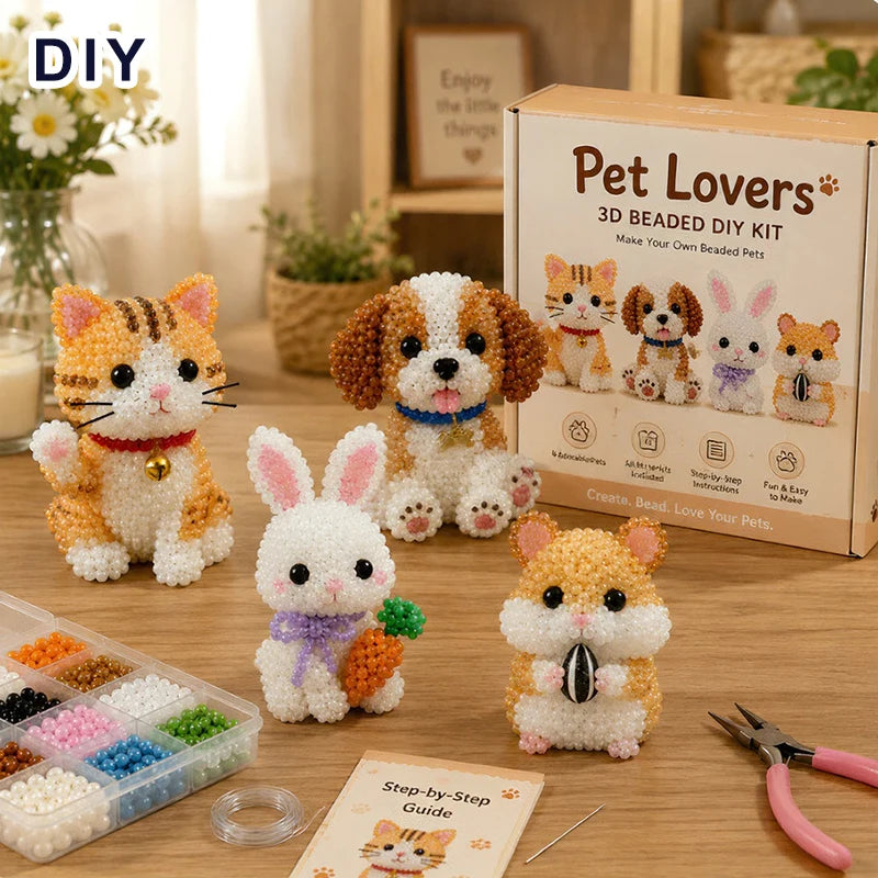 Silque 3D Beaded Animal Craft Kit — Handmade DIY Beading Set