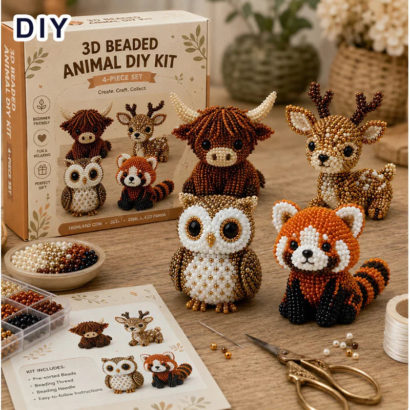 Silque 3D Beaded Animal Craft Kit — Handmade DIY Beading Set