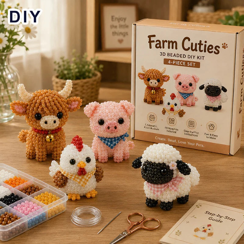 Silque 3D Beaded Animal Craft Kit — Handmade DIY Beading Set